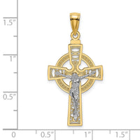14k Two-tone Celtic Crucifix w/ Eternity Circle Charm-K9285