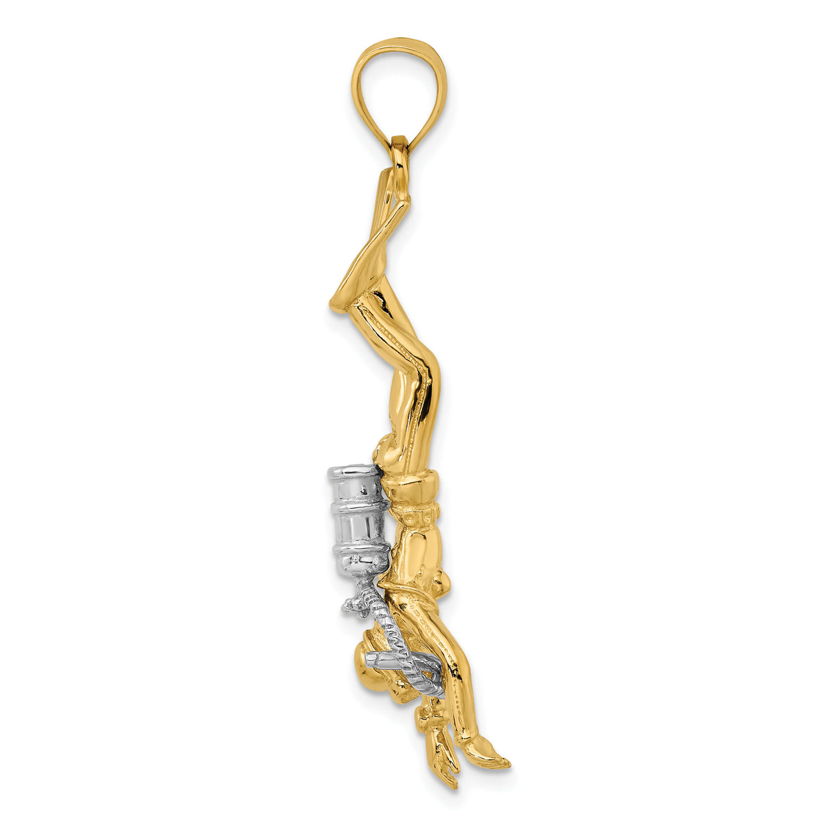 14k Two-Tone 3-D Female Scuba Diver Charm-K9288