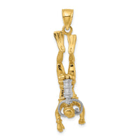 14k Two-Tone 3-D Female Scuba Diver Charm-K9288