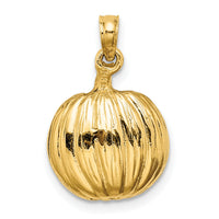 14k w/Rhodium 3-D Jack-o-Lantern w/Enameled Black Cat and Moon Charm-K9289