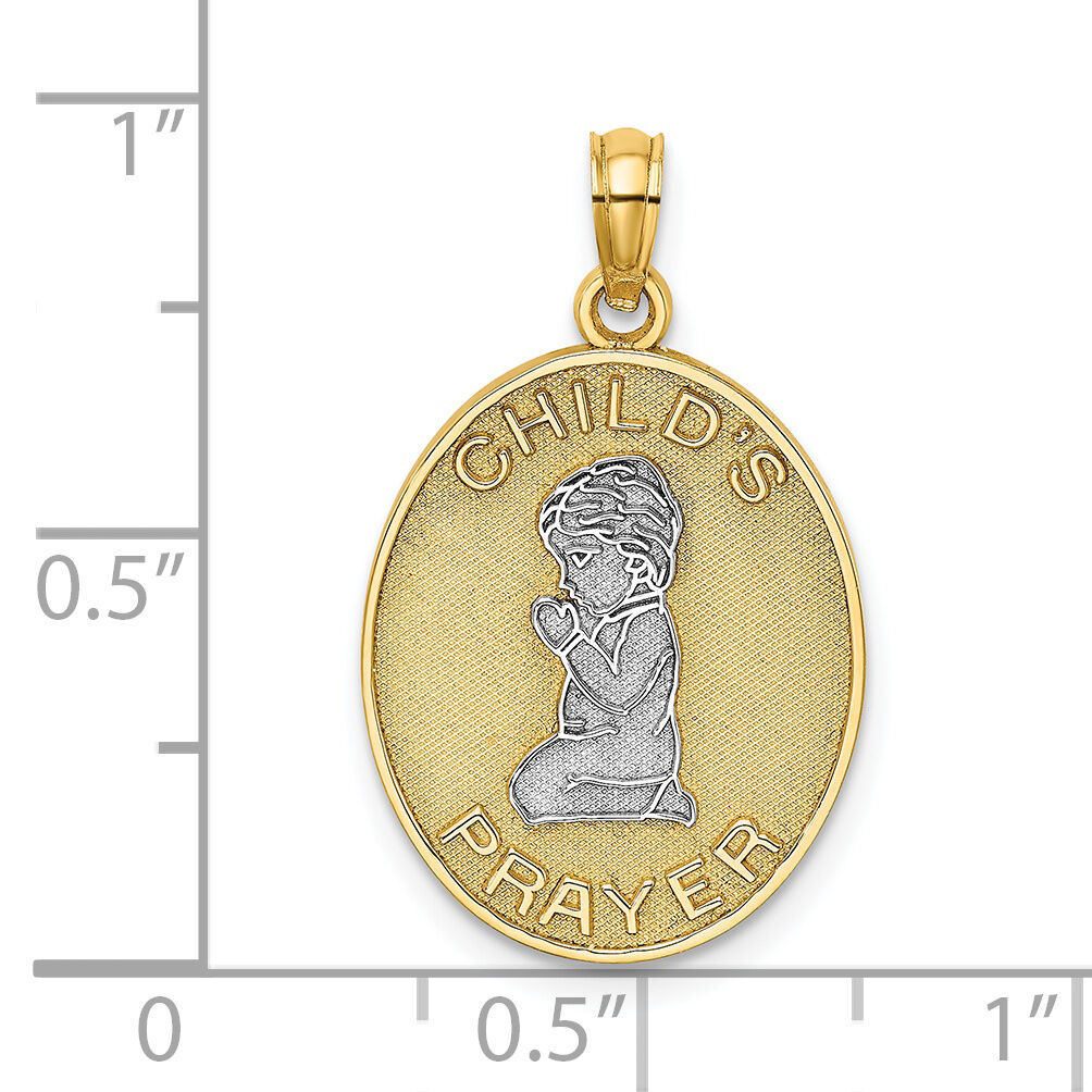 14k w/Rhodium Reversible CHILDS PRAYER w/Boy Charm-K9290