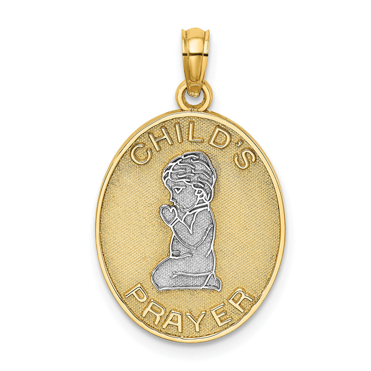 14k w/Rhodium Reversible CHILDS PRAYER w/Boy Charm-K9290