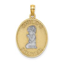 14k w/Rhodium Reversible CHILDS PRAYER w/Boy Charm-K9290