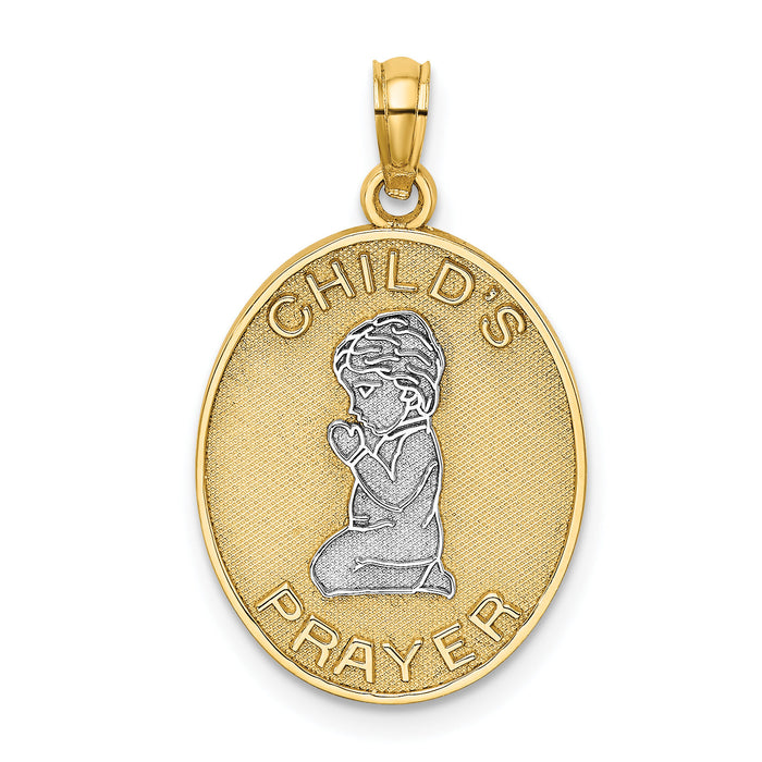 14k w/Rhodium Reversible CHILDS PRAYER w/Boy Charm-K9290