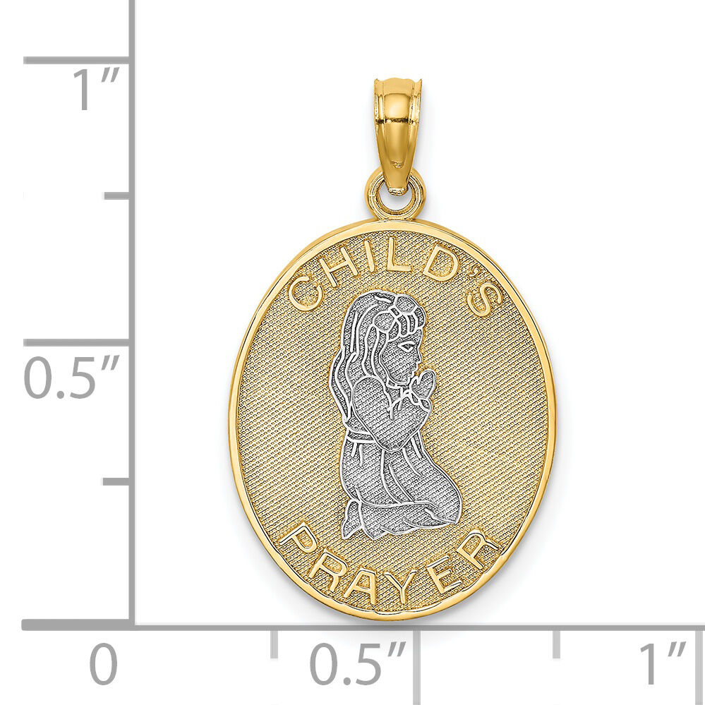 14k w/Rhodium Reversible CHILDS PRAYER w/Girl Charm-K9291