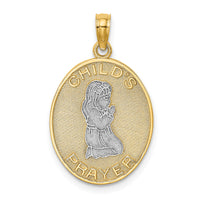 14k w/Rhodium Reversible CHILDS PRAYER w/Girl Charm-K9291