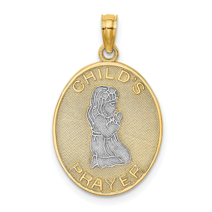 14k w/Rhodium Reversible CHILDS PRAYER w/Girl Charm-K9291