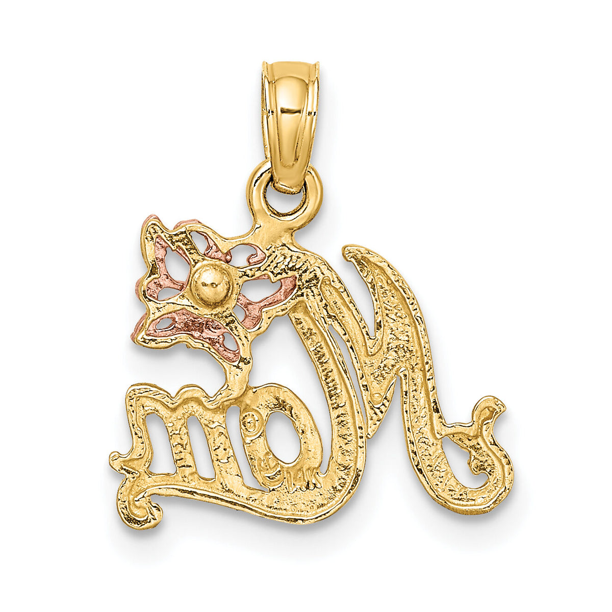 14k Two-Tone MOM w/ Butterfly Charm-K9293