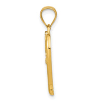 14k w/Rhodium Diamond-cut Heart Charm-K9295