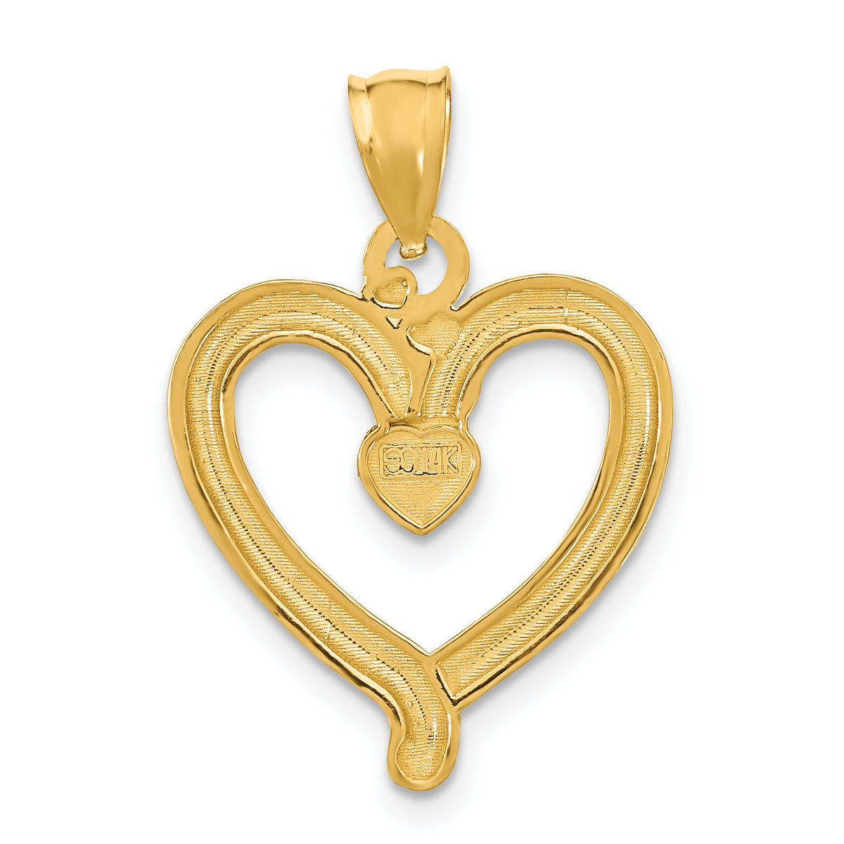 14k w/Rhodium Diamond-cut Heart Charm-K9295
