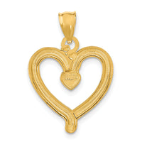 14k w/Rhodium Diamond-cut Heart Charm-K9295