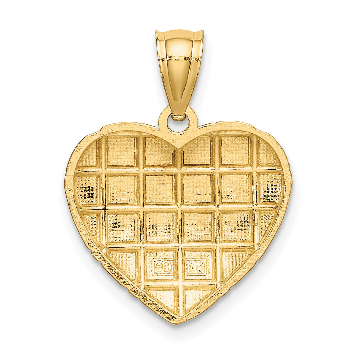 14k w/Rhodium Diamond-cut Heart Charm-K9297