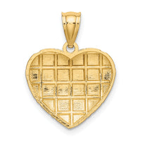 14k w/Rhodium Diamond-cut Heart Charm-K9297