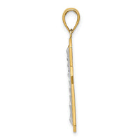 14K W/ Rhodium Center Cross Charm-K9299