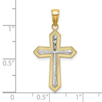 14K W/ Rhodium Center Cross Charm-K9299