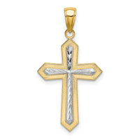 14K W/ Rhodium Center Cross Charm-K9299
