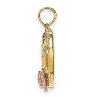 14k Two-tone White Rhodium Textured #1 Mom Heart Charm-K9300