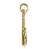 14K Baseball Bat With Rhodium Ball Charm-K9301