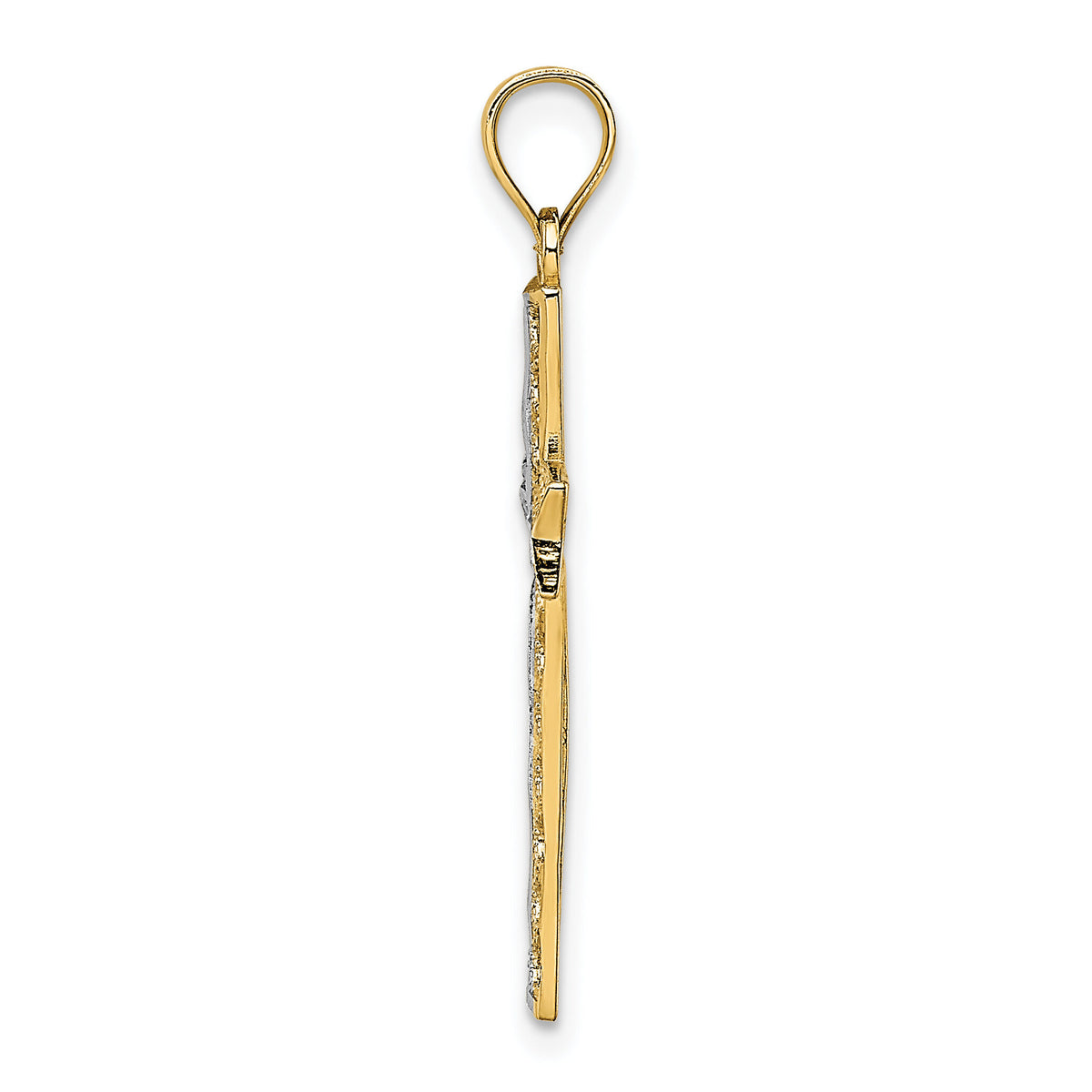 14K W/ Rhodium Cross Charm-K9302