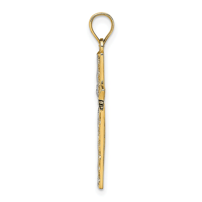 14K W/ Rhodium Cross Charm-K9302
