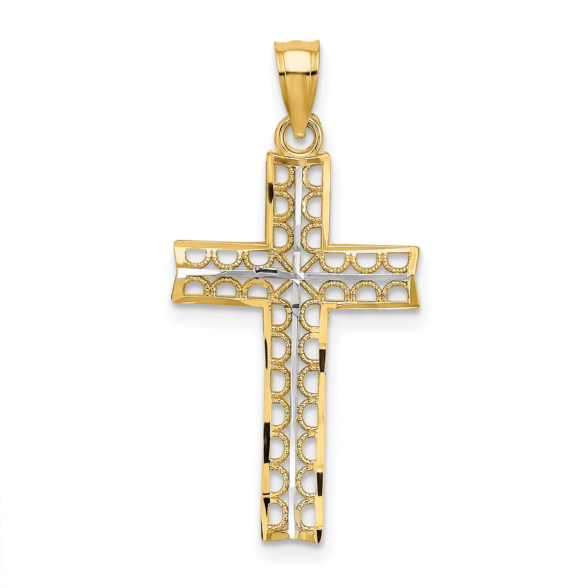 14K W/ Rhodium Cross Charm-K9302