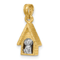 14k Two-tone 3-D Dog Inside Dog House Charm-K9303