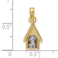 14k Two-tone 3-D Dog Inside Dog House Charm-K9303