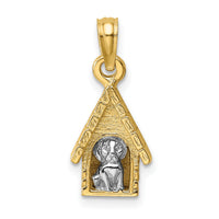 14k Two-tone 3-D Dog Inside Dog House Charm-K9303