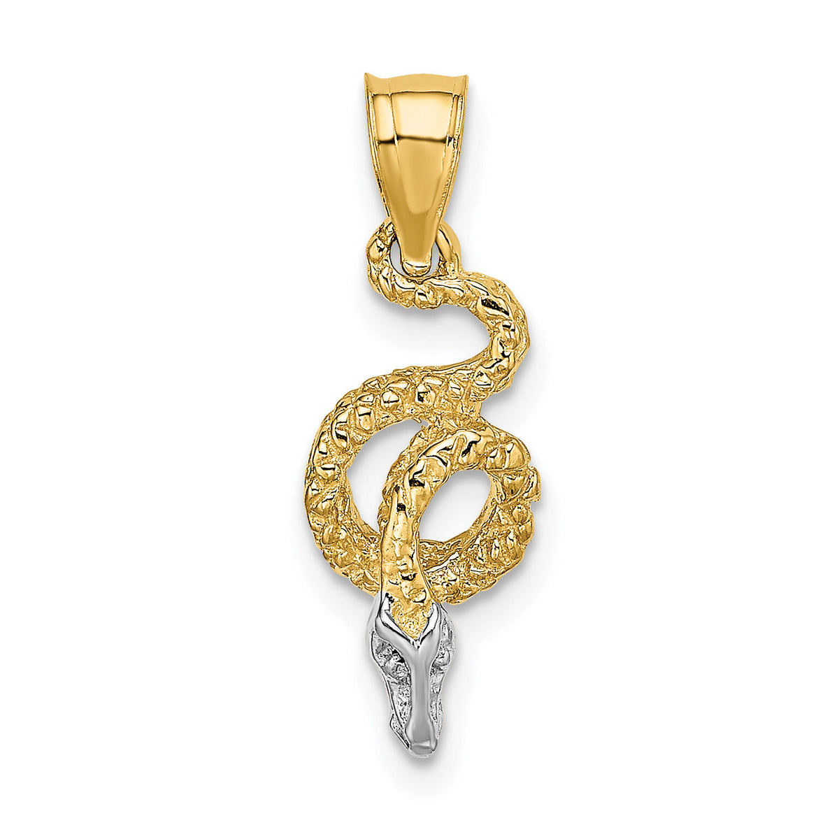 14k w/Rhodium Coiled Snake Charm-K9307