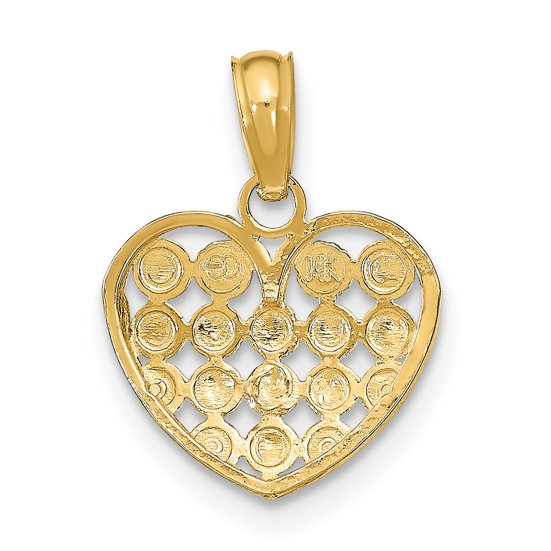 14k w/Rhodium Diamond-cut Heart Charm-K9311