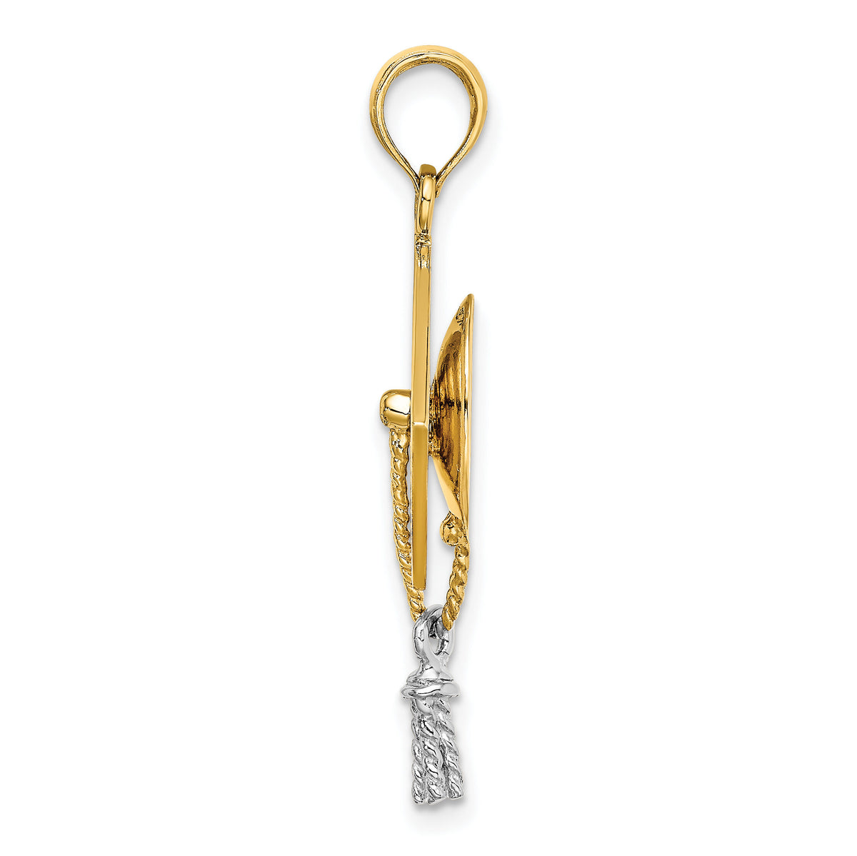 14k 3-D Graduation Cap w/ White Rhodium Moveable Tassle Charm-K9312