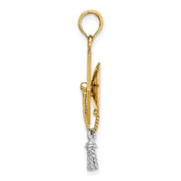 14k 3-D Graduation Cap w/ White Rhodium Moveable Tassle Charm-K9312