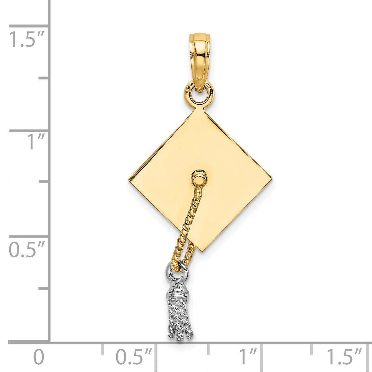 14k 3-D Graduation Cap w/ White Rhodium Moveable Tassle Charm-K9312