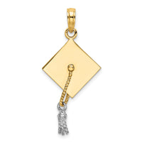14k 3-D Graduation Cap w/ White Rhodium Moveable Tassle Charm-K9312