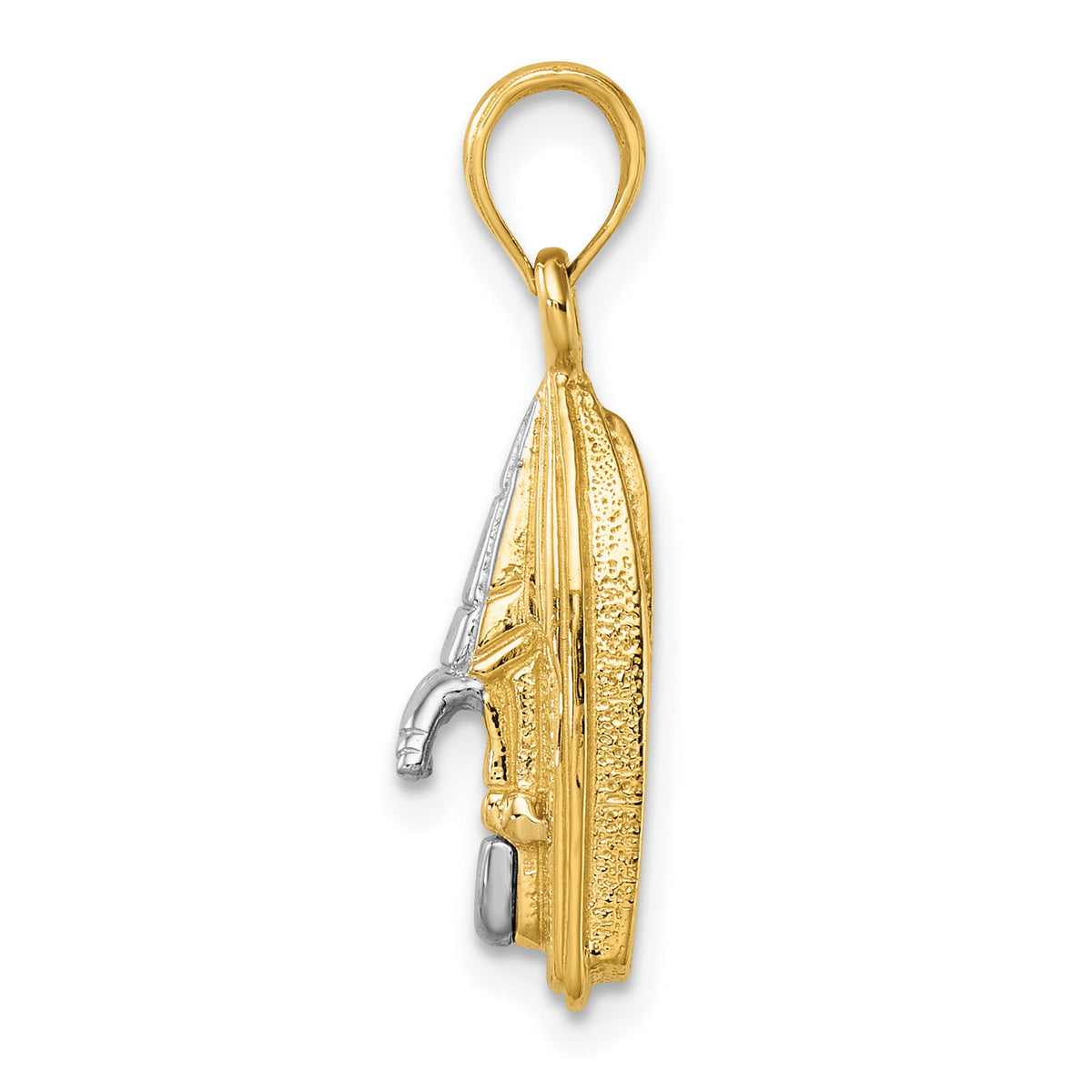 14K w/Rhodium 3-D Wave Runner W/ Moveable Seat Charm-K9315