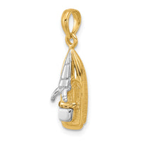 14K w/Rhodium 3-D Wave Runner W/ Moveable Seat Charm-K9315