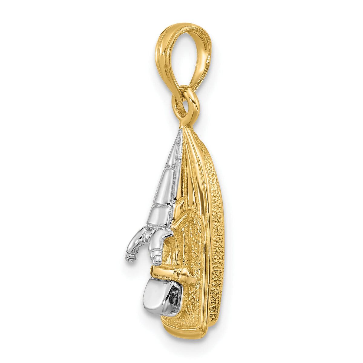 14K w/Rhodium 3-D Wave Runner W/ Moveable Seat Charm-K9315