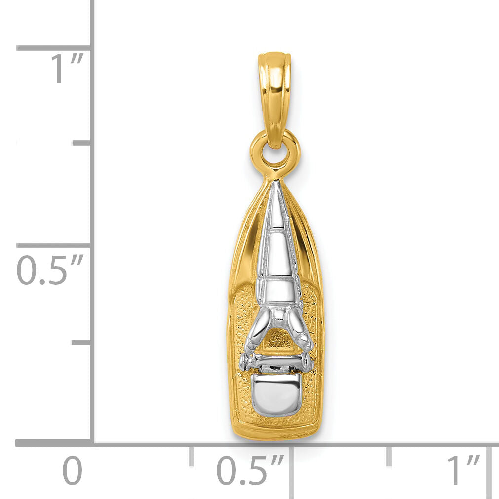 14K w/Rhodium 3-D Wave Runner W/ Moveable Seat Charm-K9315