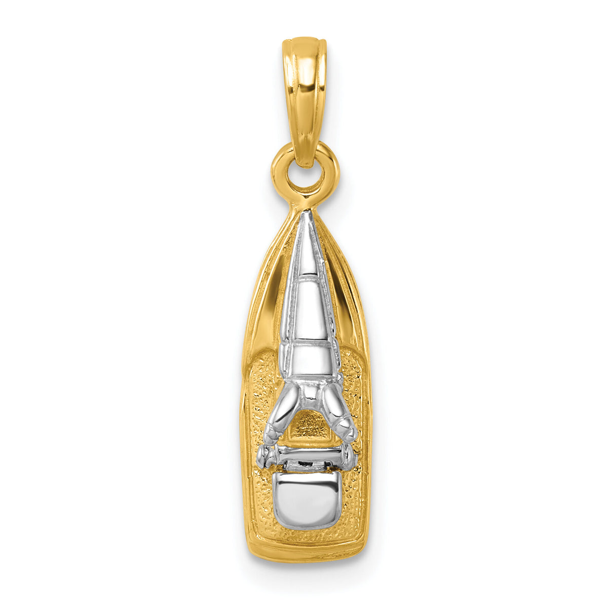 14K w/Rhodium 3-D Wave Runner W/ Moveable Seat Charm-K9315