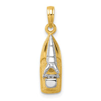 14K w/Rhodium 3-D Wave Runner W/ Moveable Seat Charm-K9315