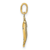 14k w/Rhodium Diamond-cut Textured Heart Charm-K9317