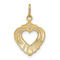 14k w/Rhodium Diamond-cut Textured Heart Charm-K9317