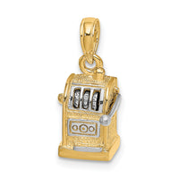 14k Rhodium 3D Slot Machine w/Moveable Handle Charm-K9321