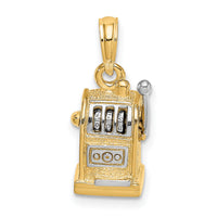 14k Rhodium 3D Slot Machine w/Moveable Handle Charm-K9321
