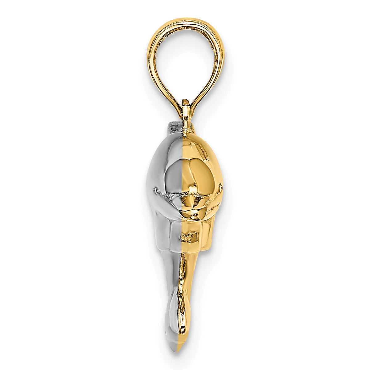 14k w/Rhodium 3-D Reversible Puffed Dolphin Charm-K9322