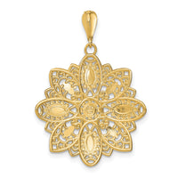 14K w/Rhodium D/C and Filigree Flower Charm-K9327