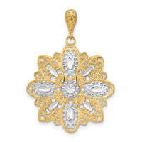 14K w/Rhodium D/C and Filigree Flower Charm-K9327