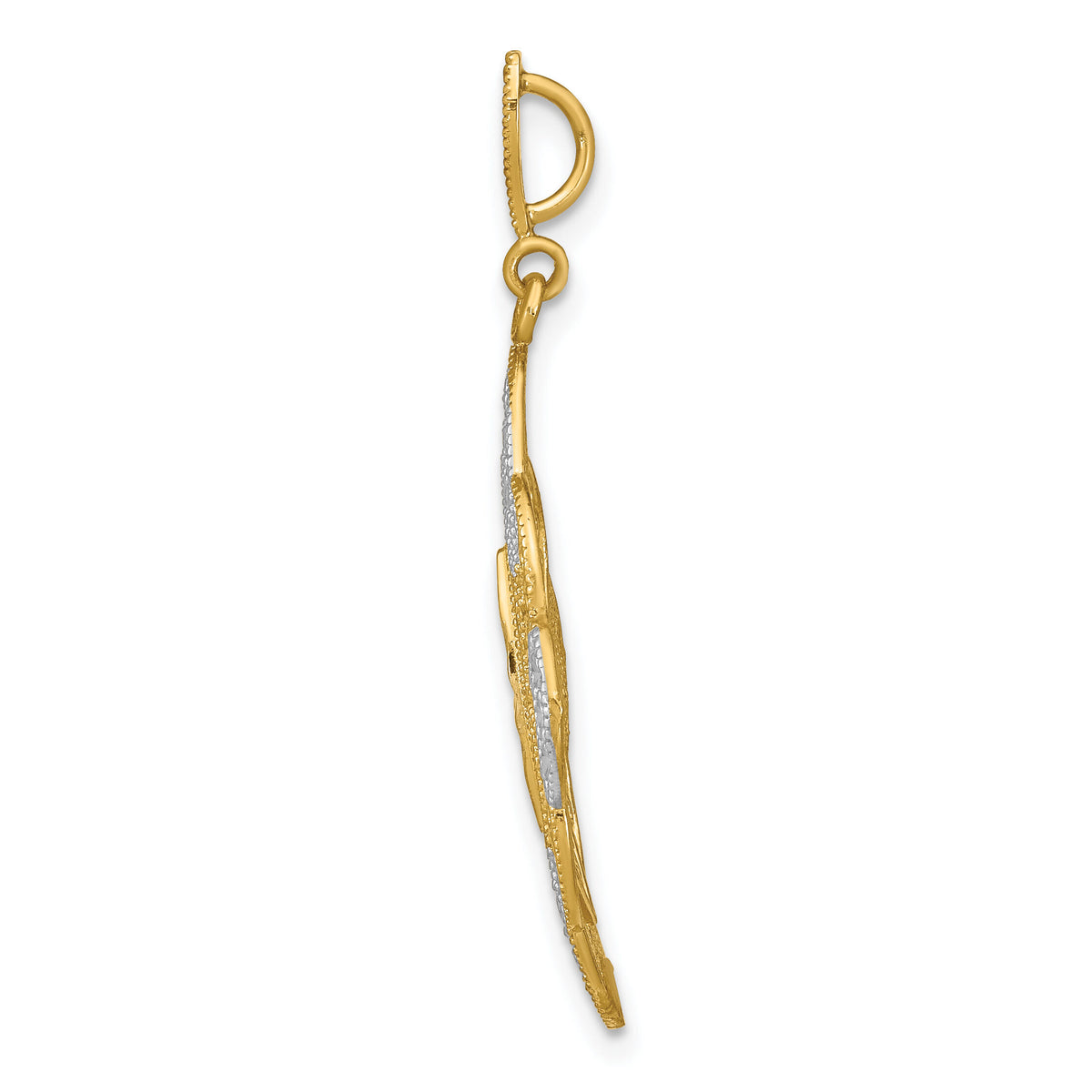 14K w/Rhodium D/C Filigree Oval Charm-K9328