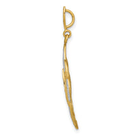 14K w/Rhodium D/C Filigree Oval Charm-K9328