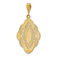 14K w/Rhodium D/C Filigree Oval Charm-K9328